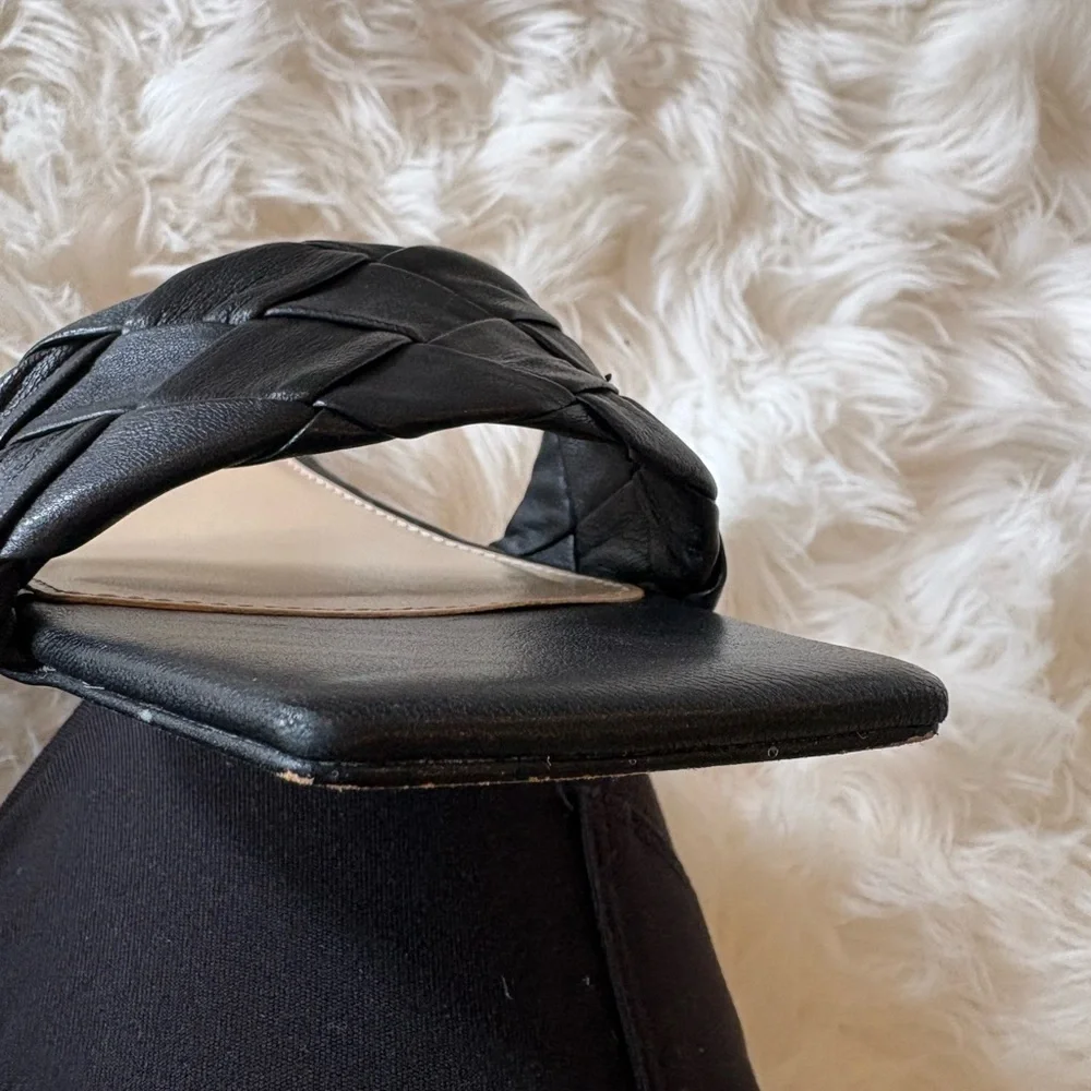 Vince Camuto Black Woven Leather Mules Size 7.5 - Picture 5 of 5